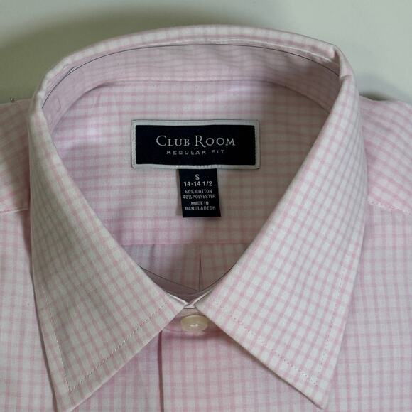 Club Room Men's Regular-Fit Dress Shirt, Pink small neck 14-14.5 $50 - Picture 3 of 5